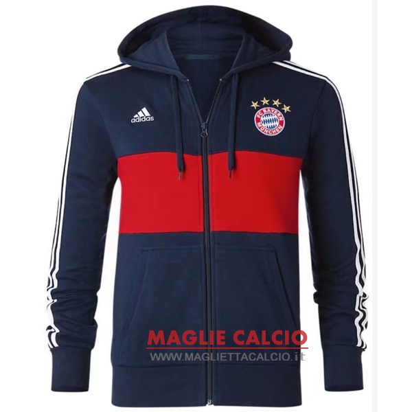 nuova bayern monaco blu felpa cappuccio giacca 2017-2018