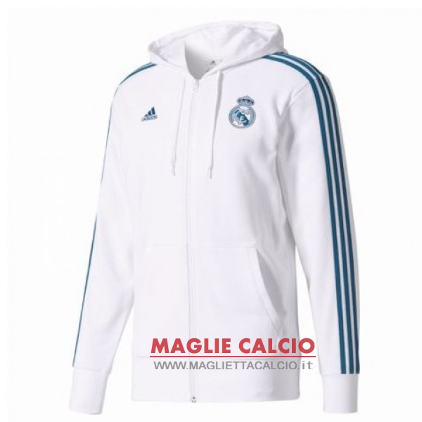 nuova real madrid bianco felpa cappuccio giacca 2017-2018