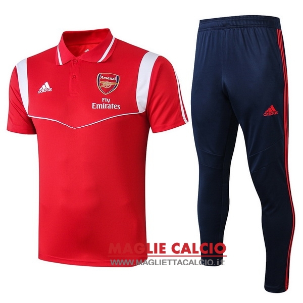 polo set completo maglia arsenal 2019-2020 rosso bianco