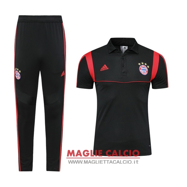 polo set completo maglia bayern munich 2019-2020 nero rosso