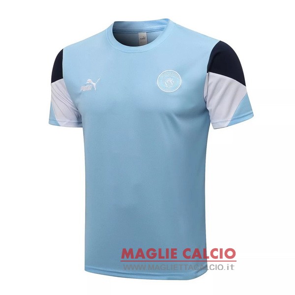 nuova formazione divisione magliette manchester city 2021-2022 blu luce bianco