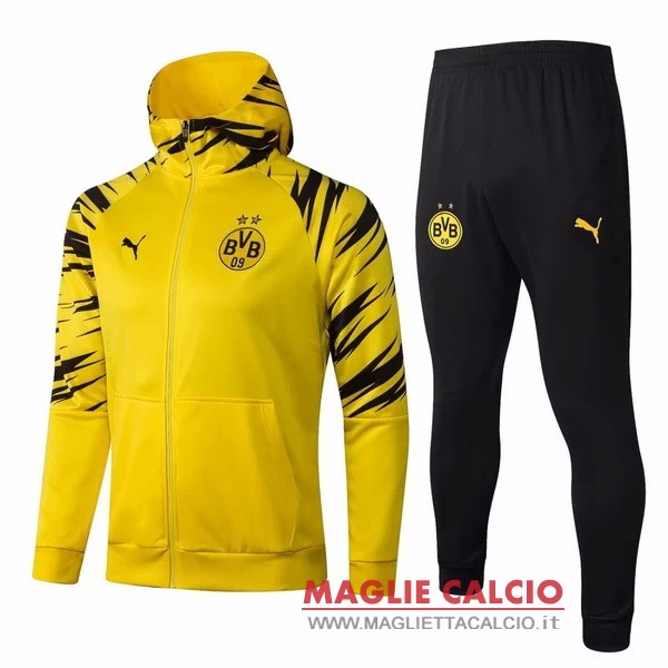 nuova borussia dortmund insieme completo giallo felpa cappuccio 2020-2021