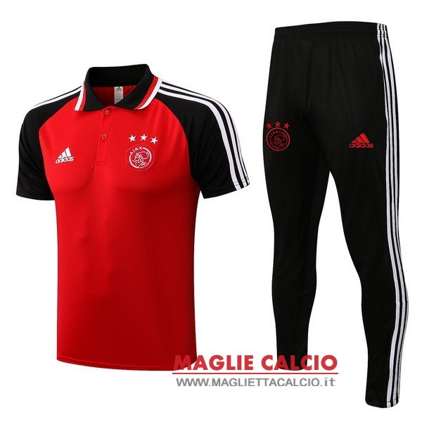 polo set completo maglia ajax 2022-2023 rosso nero