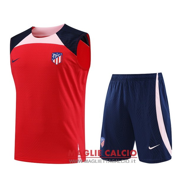 nuova senza maniche formazione divisione magliette set completo atlético madrid 2023-2024 rosso blu