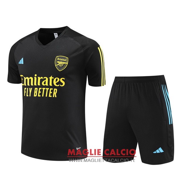 nuova formazione set completo magliette arsenal 2023-2024 nero giallo