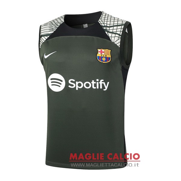 nuova senza maniche formazione divisione magliette barcelona 2023-2024 verde