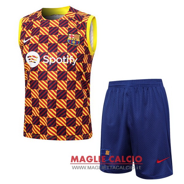 nuova senza maniche formazione set completo divisione magliette barcelona 2023-2024 arancion blu