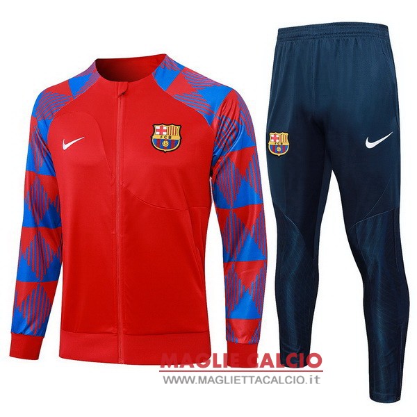 nuova barcelona insieme completo rosso blu giacca lunga zip 2023-2024