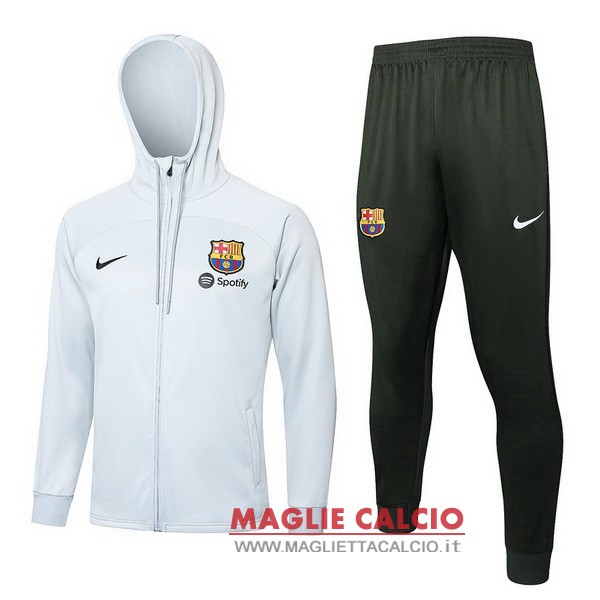 nuova barcelona insieme completo grigio luce giacca felpa cappuccio 2023-2024
