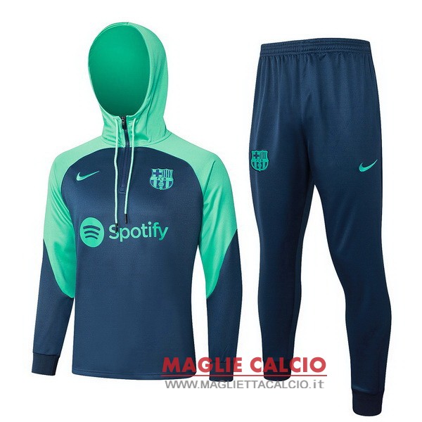 nuova barcelona insieme completo verde blu giacca felpa cappuccio 2023-2024