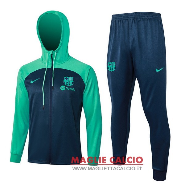 felpa da allenamento bambino set completo barcelona 2023-2024 verde I blu