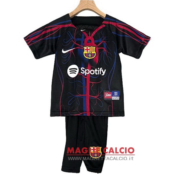 nuova speciale magliette barcellona set completo bambino 2023-2024 nero rosso