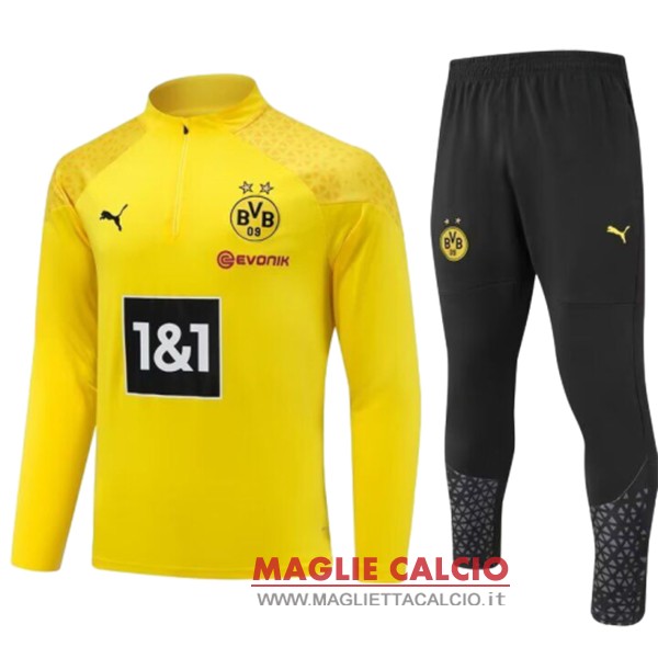 nuova borussia dortmund insieme completo bianco giallo grigio bambino giacca 2023-2024