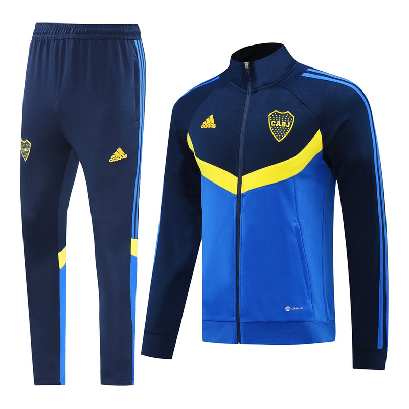 nuova boca juniors insieme completo blu giallo giacca lunga zip 2024-2025