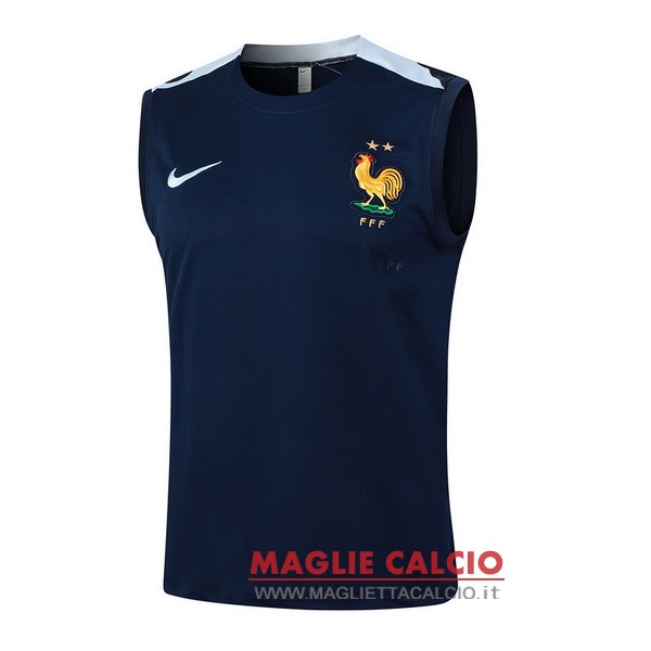 nuova senza maniche magliette francia formazione 2024 blu navy