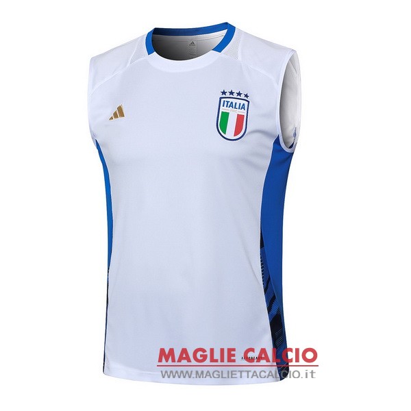 senza maniche magliette italia formazione 2024 bianco blu