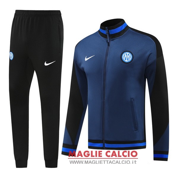 nuova inter milan insieme completo blu nero giacca lunga zip 2024-2025