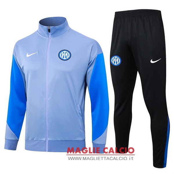 nuova inter milan insieme completo grigio blu nero giacca lunga zip 2024-2025