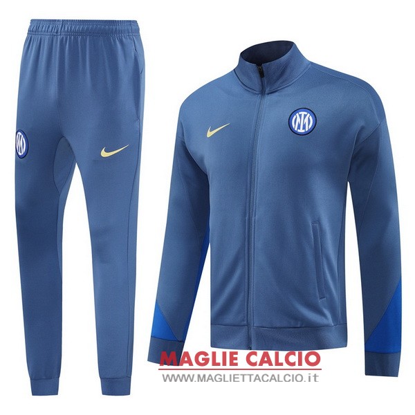 nuova inter milan insieme completo grigio blu giacca lunga zip 2024-2025