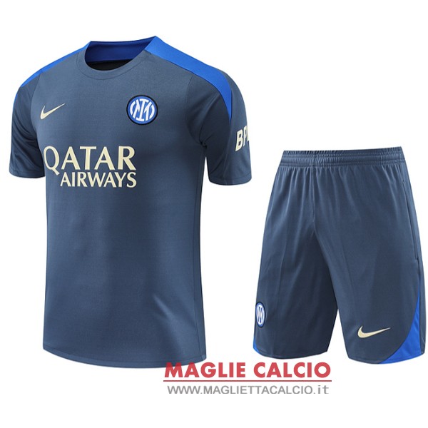 nuova magliette inter milan formazione set completo 2024-2025 grigio blu