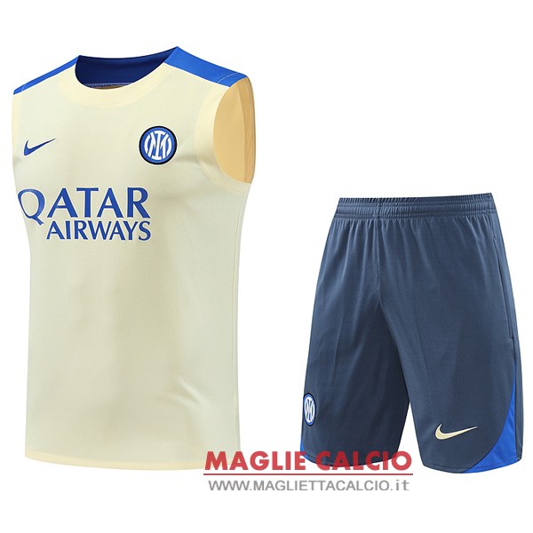 nuova magliette inter milan formazione set completo 2024-2025 giallo grigio