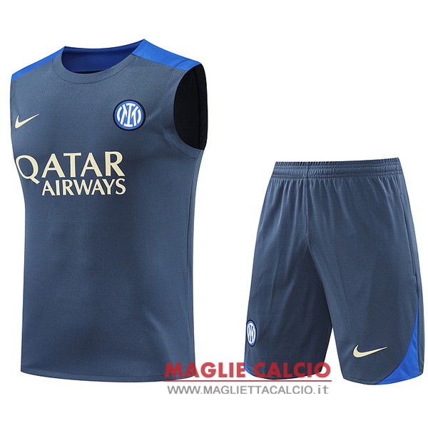 nuova magliette inter milan formazione set completo 2024-2025 grigio blu