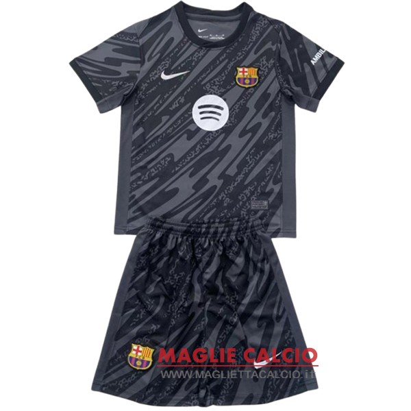 nuova portiere magliette barcellona set completo bambino 2024-2025 nero