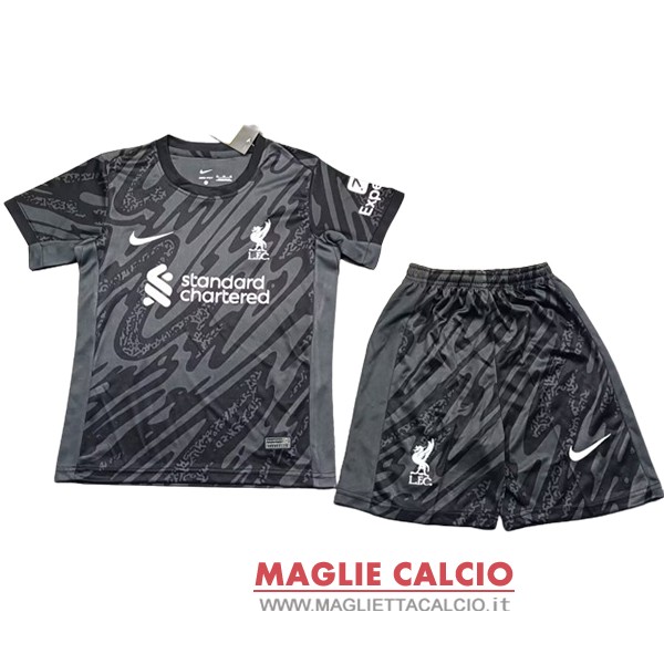 nuova portiere magliette liverpool set completo bambino 2024-2025 nero