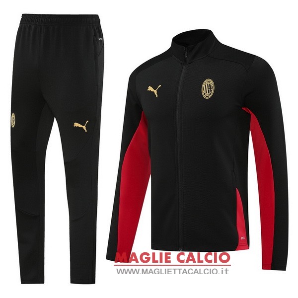 nuova ac milan insieme completo nero rosso giacca lunga zip 2024-2025