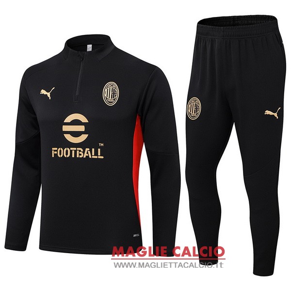 nuova ac milan insieme completo negro felpa da allenamento 2024-2025