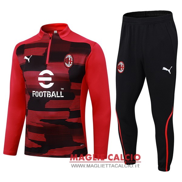 nuova ac milan insieme completo rosso i nero giacca lunga zip 2024-2025