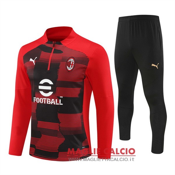 nuova ac milan insieme completo rosso nero bambino felpa da allenamento 2024-2025