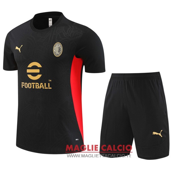 formazione magliette ac milan set completo bambino 2024-2025 negro i rojo