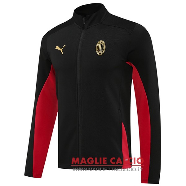 nuova ac milan nero rosso giacca lunga zip 2024-2025