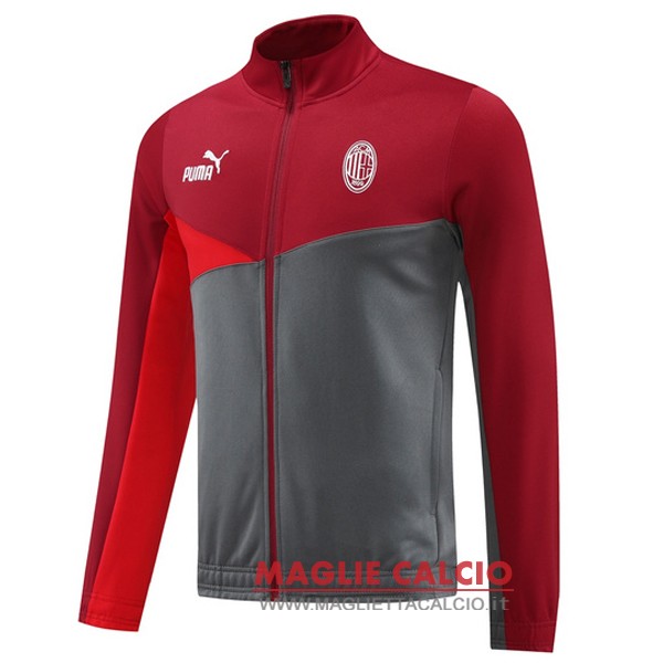 nuova ac milan rosso grigio giacca lunga zip 2024-2025