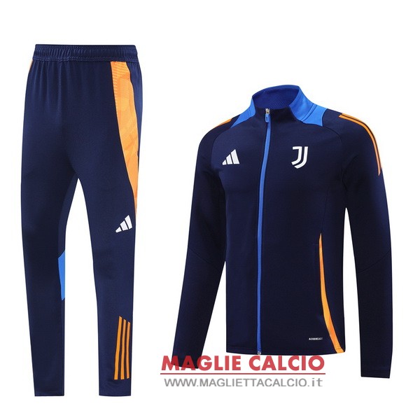 nuova juventus insieme completo blu navy arancione giacca lunga zip 2024-2025