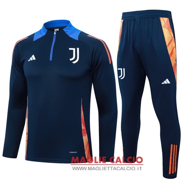 nuova juventus insieme completo blu navy arancione felpa da allenamento 2024-2025