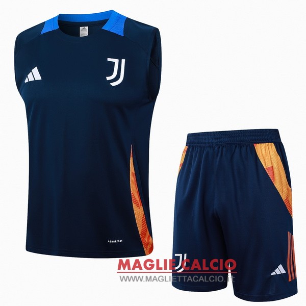 senza maniche magliette set completo juventus formazione 2024-2025 blu navy