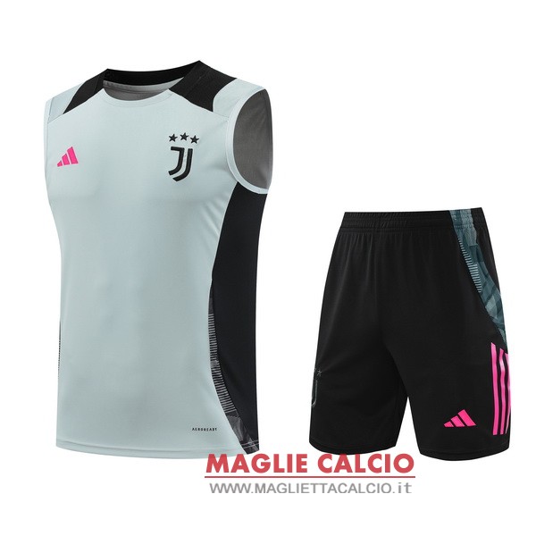 senza maniche magliette set completo juventus formazione 2024-2025 grigio nero