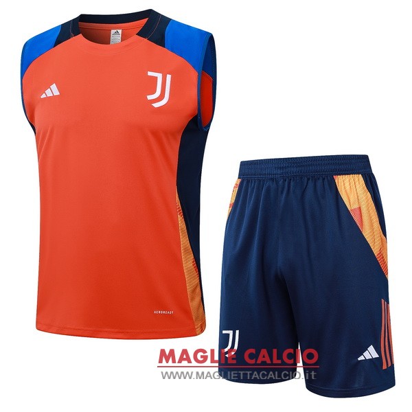 senza maniche magliette set completo juventus formazione 2024-2025 arancione blu