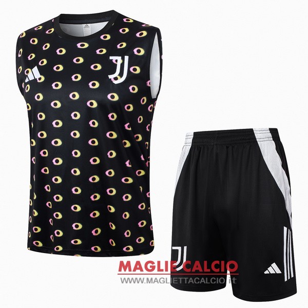 senza maniche magliette set completo juventus formazione 2024-2025 nero bianco