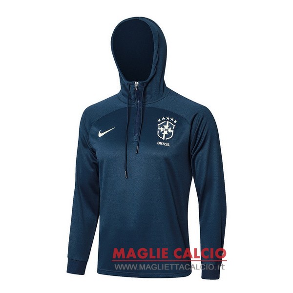 nuova brasil blu navy giacca felpa cappuccio 2023