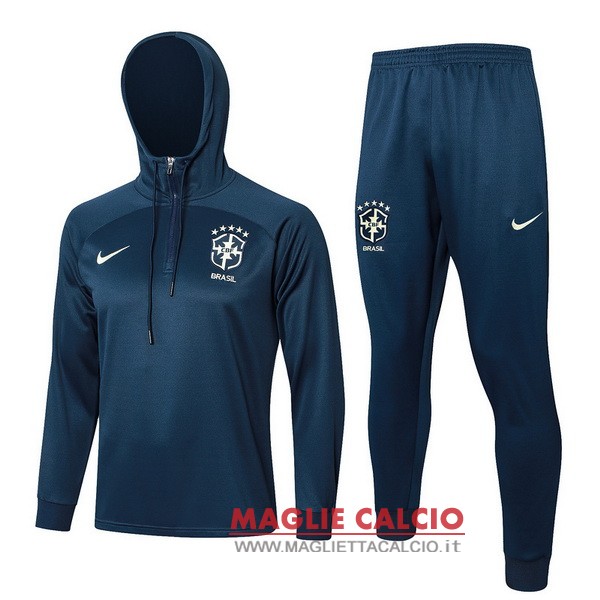 nuova brasil insieme completo blu navy giacca felpa cappuccio 2023