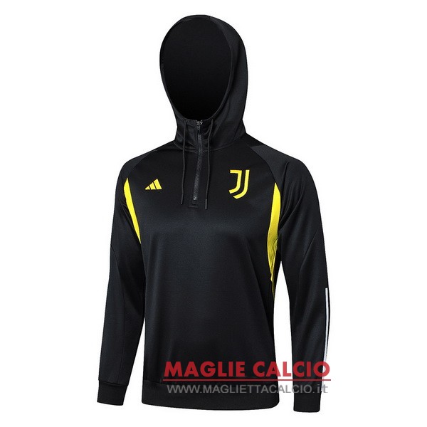 nuova juventus nero giallo giacca felpa cappuccio 2023-2024