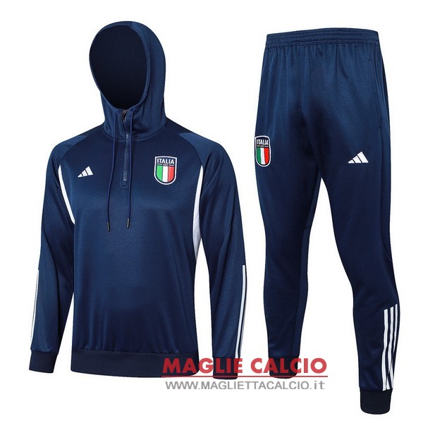 nuova italia insieme completo blu navy bianco giacca felpa cappuccio 2023