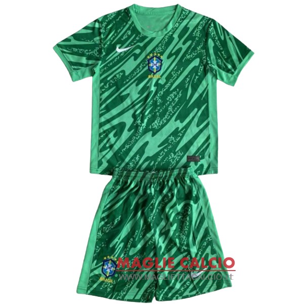 nuova portiere maglietta set completo brasile bambino 2024 verde