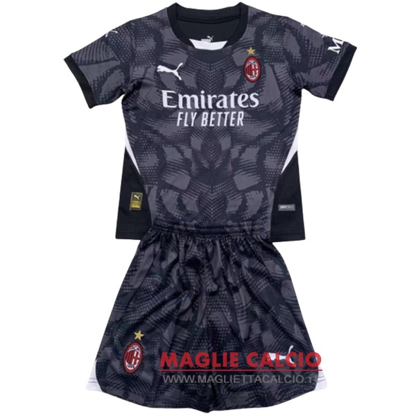 nuova portiere magliette ac milan set completo bambino 2024-2025 nero