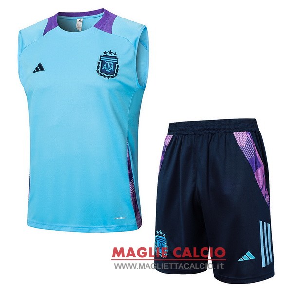 nuova formazione set completo divisione senza maniche magliette argentina 2024 blu nero purpureo