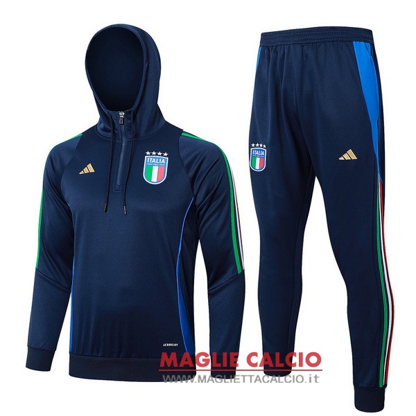 nuova italia insieme completo blu navy giacca felpa cappuccio 2024