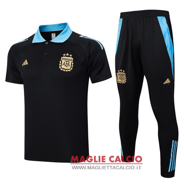 argentina set completo maglia nero blu magliette polo nuova 2024